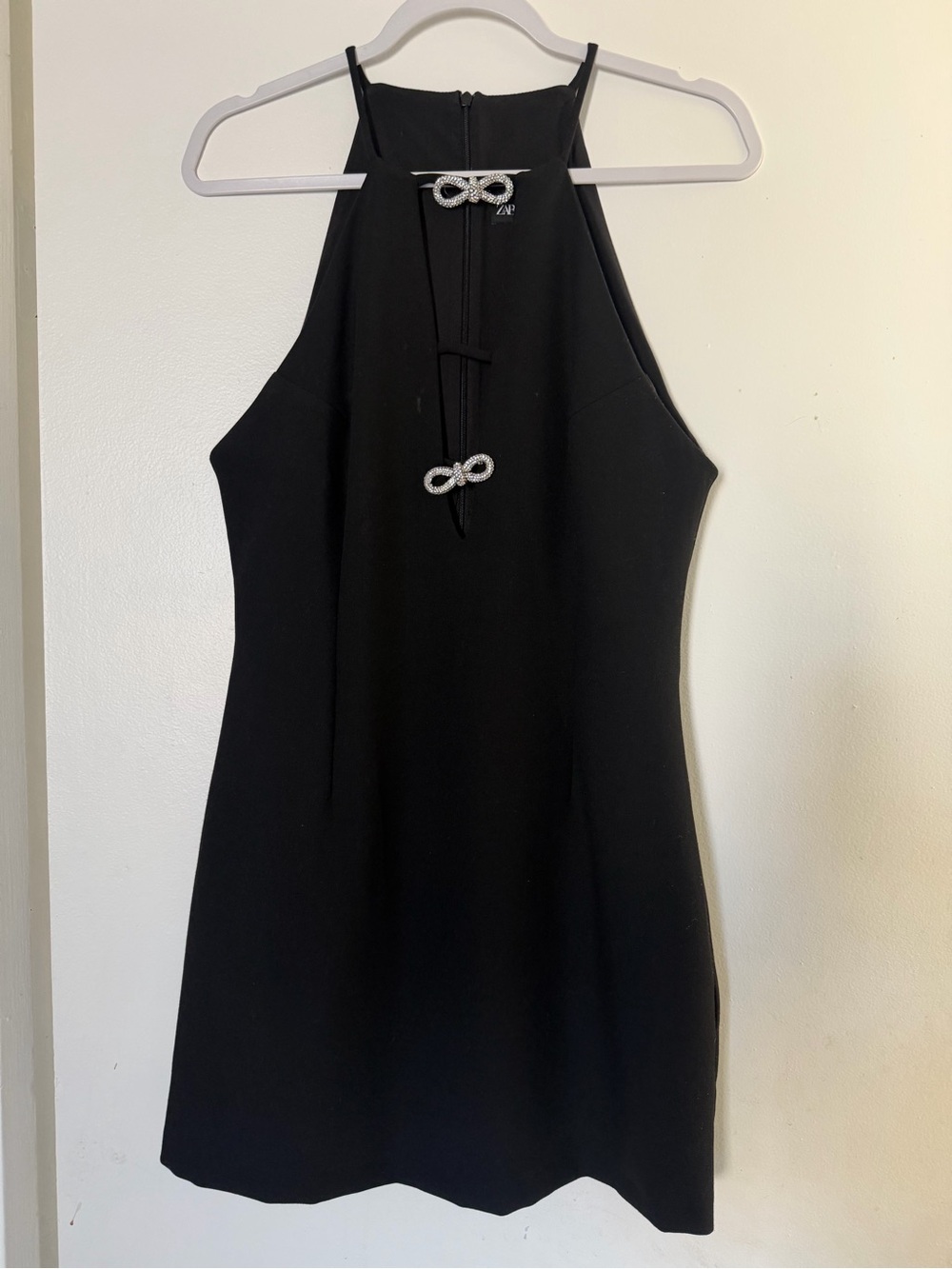 Black Zara Mini Dress with Rhinestone Accents